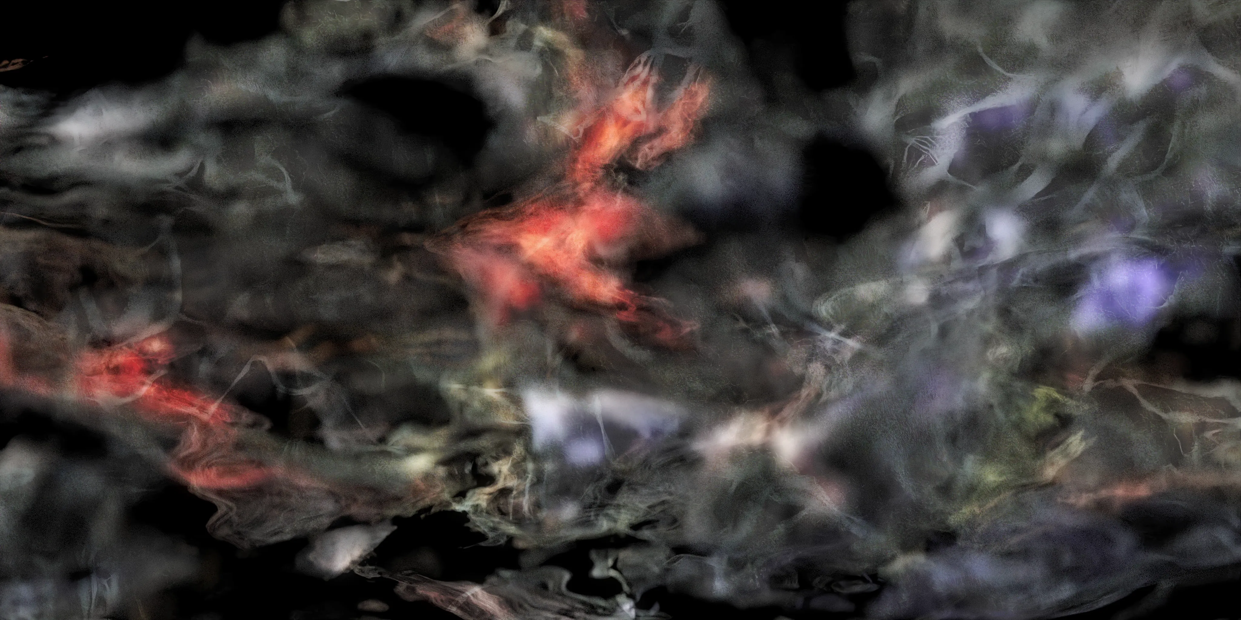 High-resolution CGI environment with fragmented mineral textures and shifting organic growths, evoking alien landscapes and cinematic atmosphere.