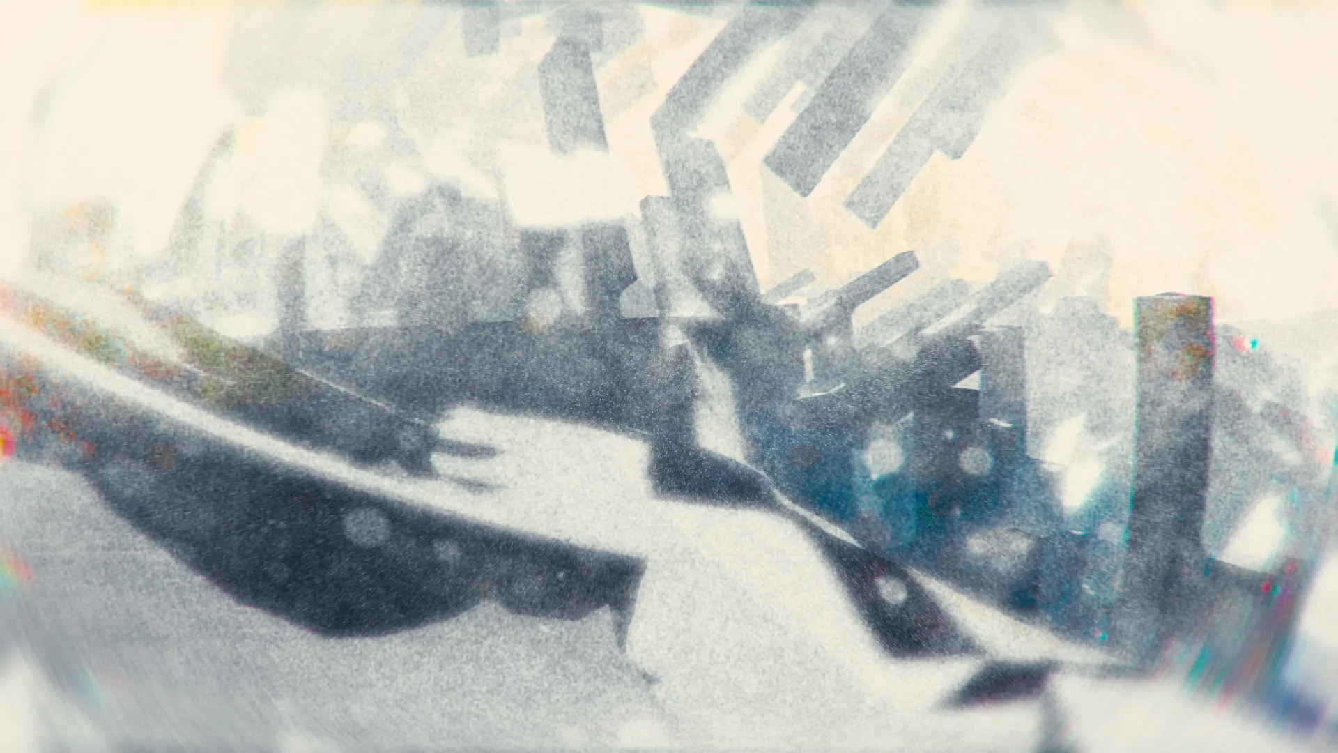 Experimental 3D art depicting a dense cluster of deconstructed geometric forms, showcasing a complex and chaotic "glitch" visual style.